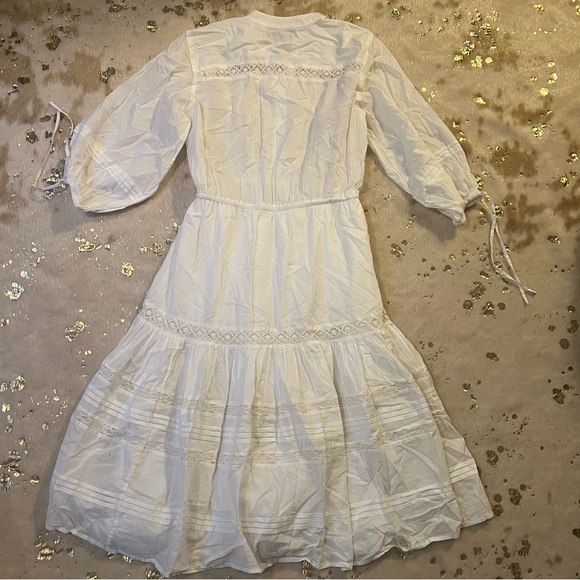 Lauren Ralph Lauren 6 White Lace Maxi Dress Button Down Cotton Long-Sleeve - Picture 7 of 13